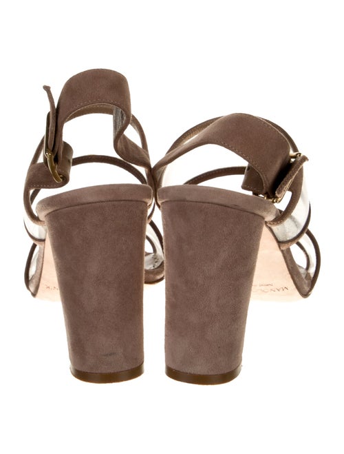 Manolo Blahnik Suede Leather Trim Embellishment Slingback Pumps