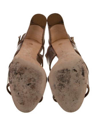 Manolo Blahnik Suede Leather Trim Embellishment Slingback Pumps