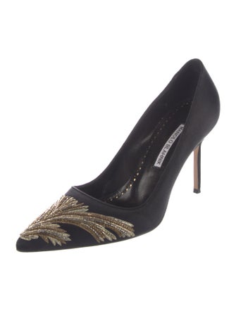 Manolo Blahnik Satin Patterned Pumps
