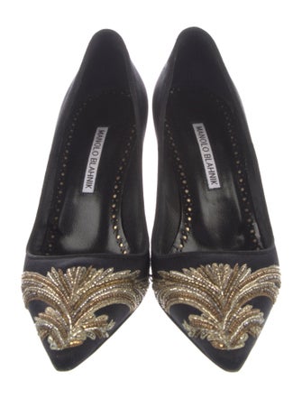 Manolo Blahnik Satin Patterned Pumps