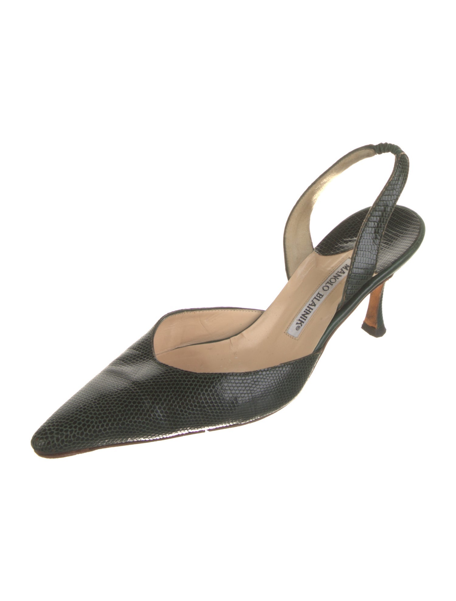 Manolo Blahnik Lizard Slingback Pumps