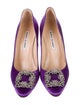 Manolo Blahnik Satin Crystal Embellishments Pumps