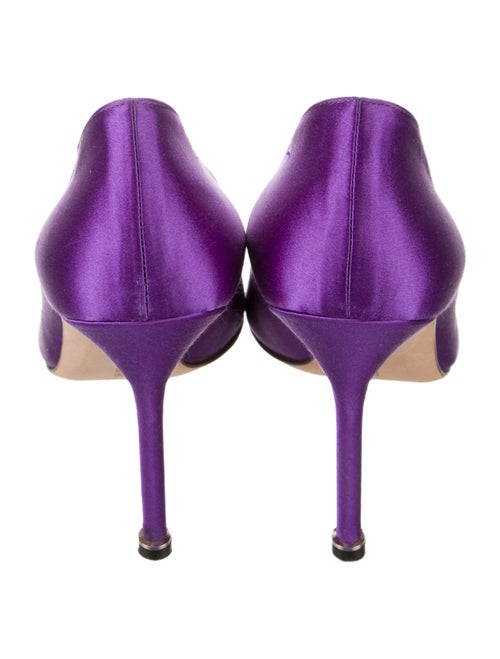 Manolo Blahnik Satin Crystal Embellishments Pumps
