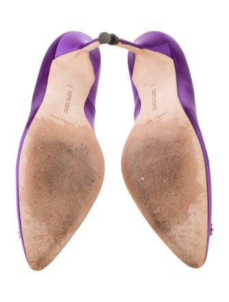 Manolo Blahnik Satin Crystal Embellishments Pumps
