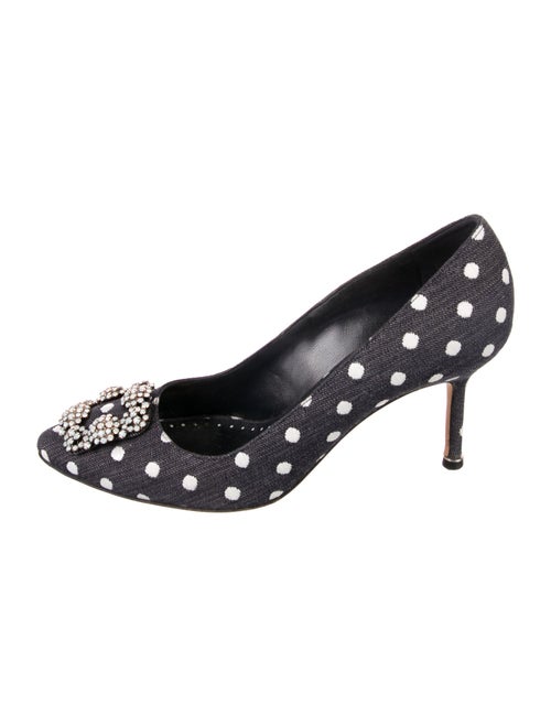 Manolo Blahnik Denim Polka Dot Print Pumps