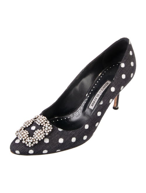 Manolo Blahnik Denim Polka Dot Print Pumps