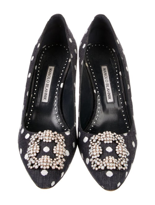 Manolo Blahnik Denim Polka Dot Print Pumps