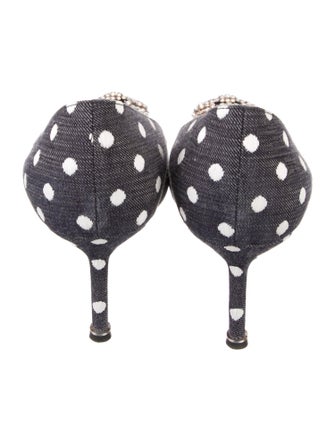 Manolo Blahnik Denim Polka Dot Print Pumps