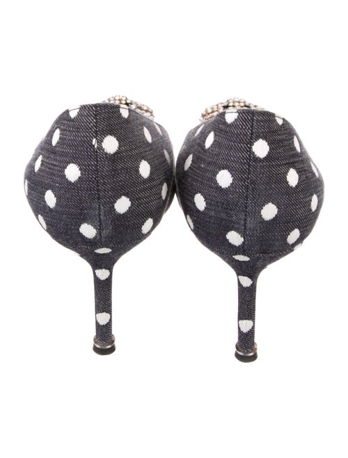 Manolo Blahnik Denim Polka Dot Print Pumps