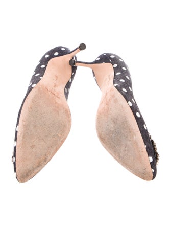 Manolo Blahnik Denim Polka Dot Print Pumps
