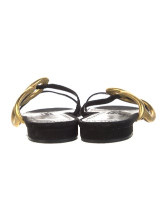 Manolo Blahnik Suede Colorblock Pattern Slides