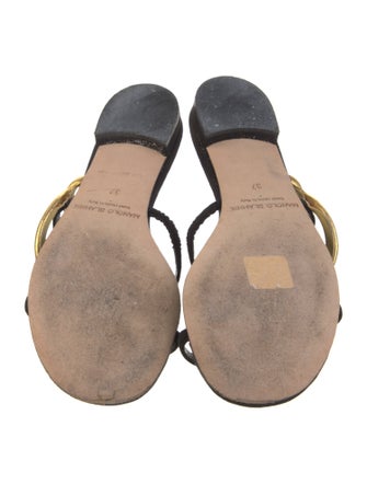 Manolo Blahnik Suede Colorblock Pattern Slides