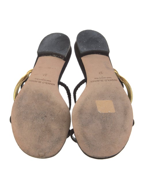 Manolo Blahnik Suede Colorblock Pattern Slides