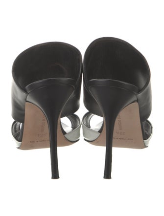 Manolo Blahnik Leather Colorblock Pattern Slides