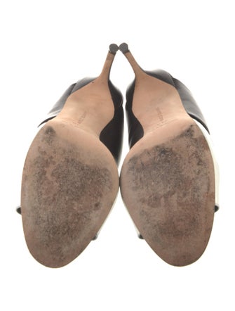 Manolo Blahnik Leather Colorblock Pattern Slides