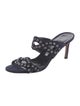 Manolo Blahnik Suede Studded Accents Slides