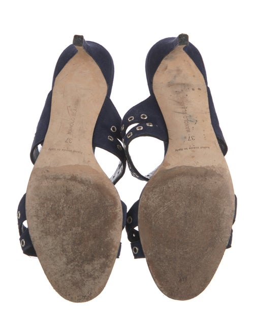 Manolo Blahnik Suede Studded Accents Slides