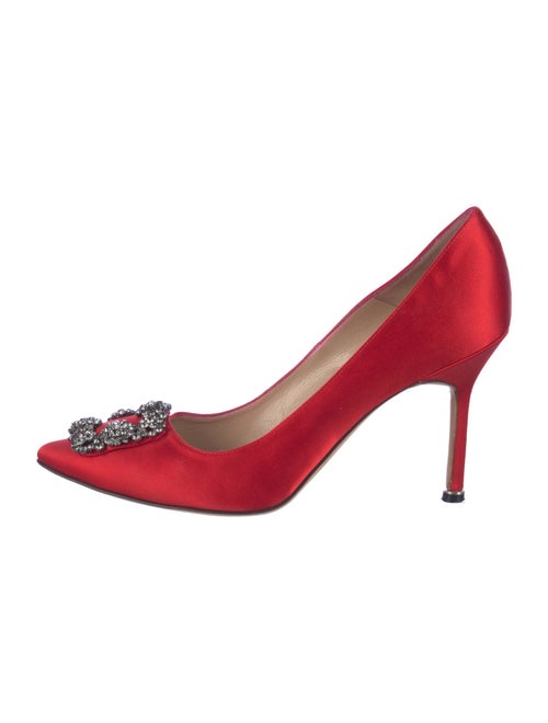Manolo Blahnik Satin Crystal Embellishments Pumps