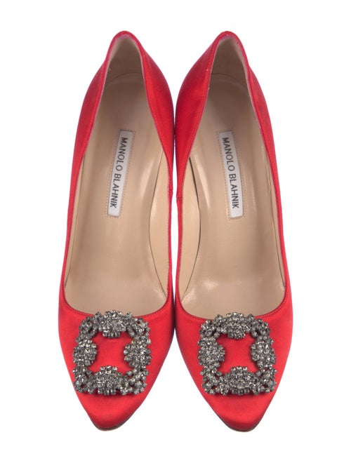 Manolo Blahnik Satin Crystal Embellishments Pumps