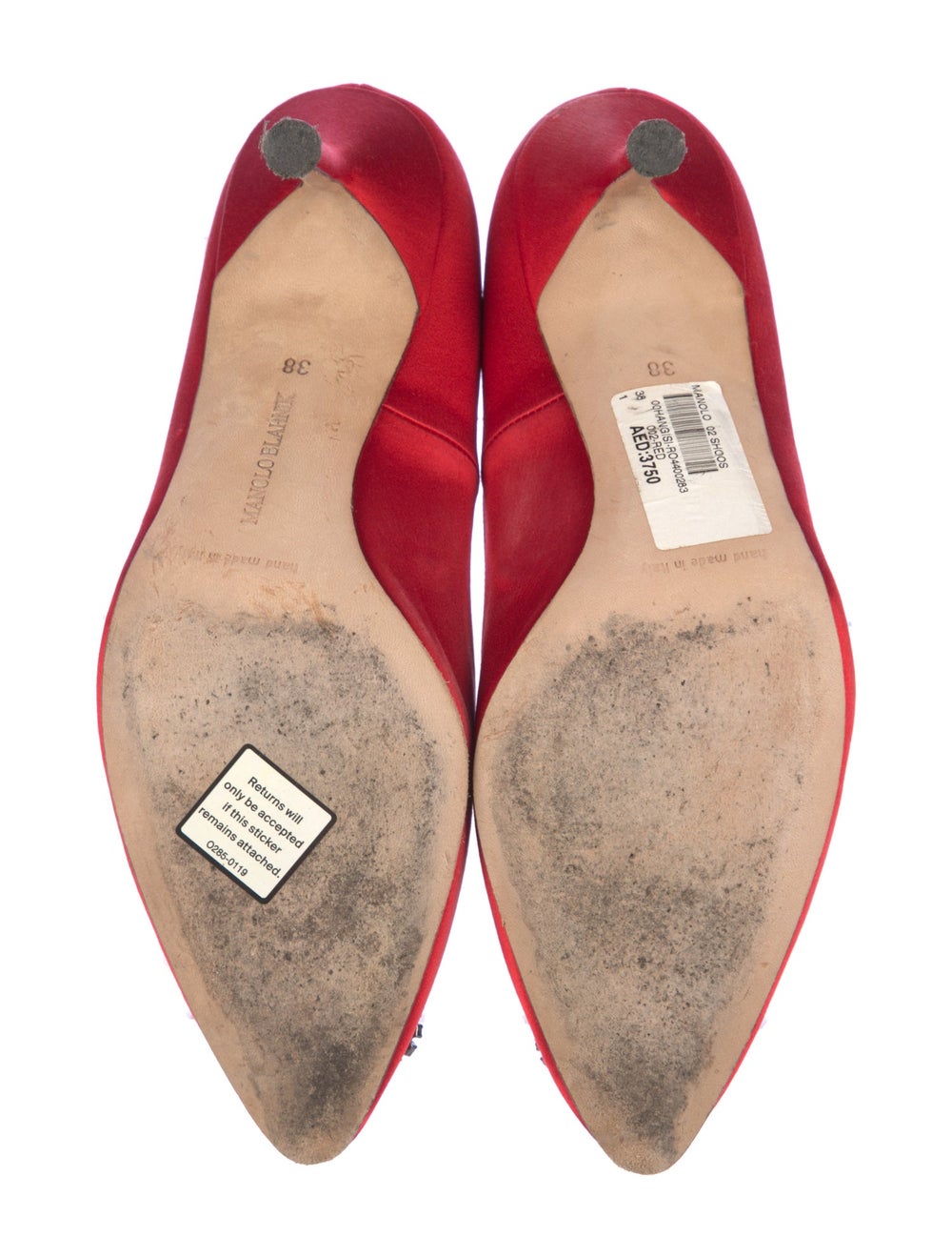 Manolo Blahnik Satin Pumps Red Pointed-Toes with … - image 5