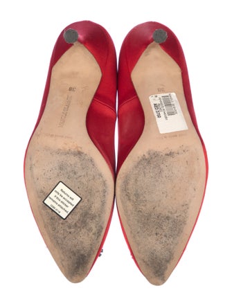 Manolo Blahnik Satin Crystal Embellishments Pumps