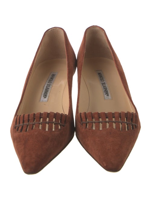 Manolo Blahnik Suede Cutout Accent Pumps