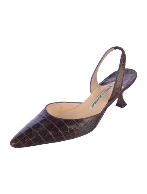 Manolo Blahnik Crocodile Slingback Pumps