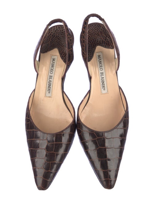 Manolo Blahnik Crocodile Slingback Pumps