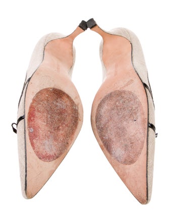 Manolo Blahnik Striped Bow Accents Pumps