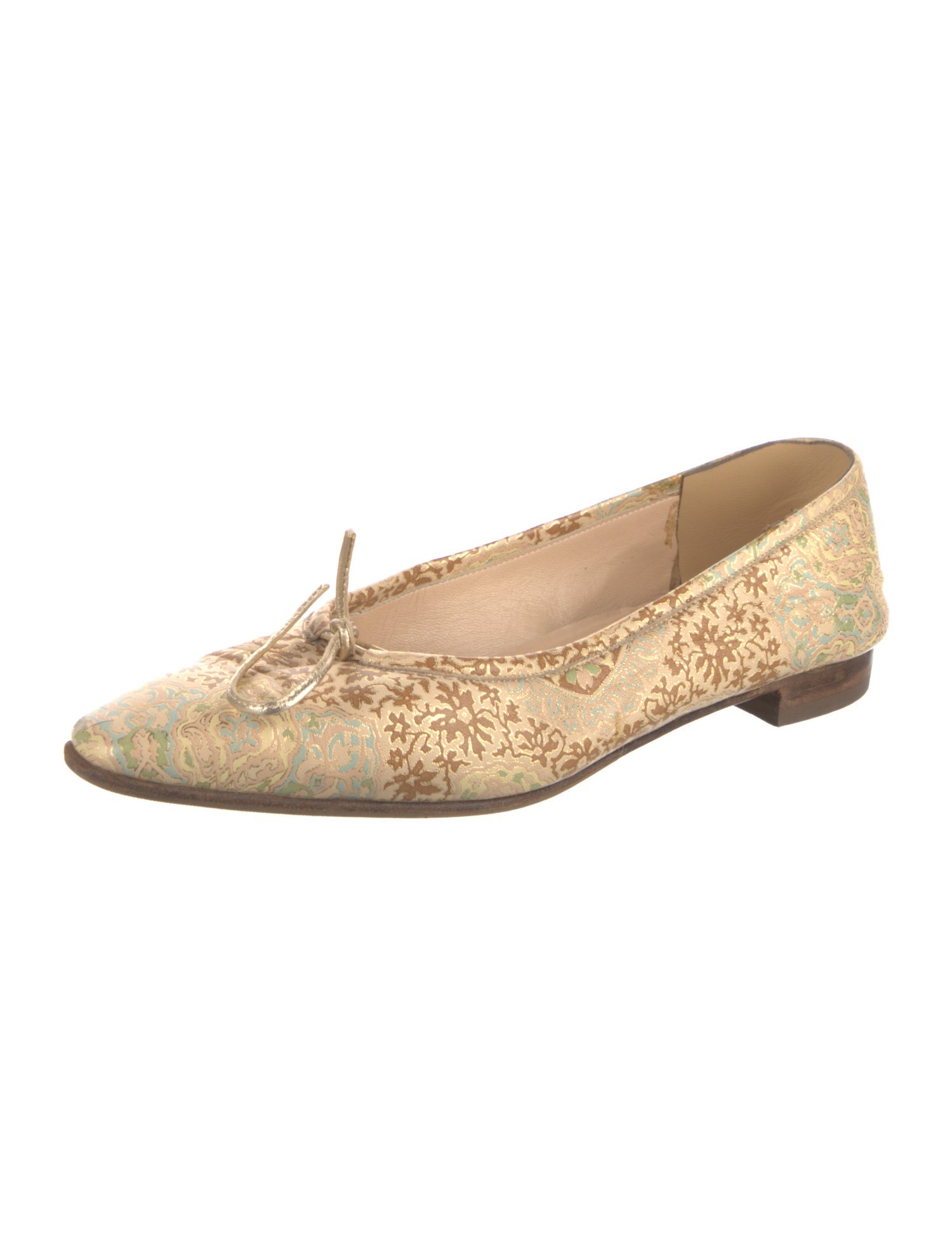 Manolo Blahnik Patterned Bow Accents Ballet Flats
