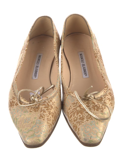 Manolo Blahnik Patterned Bow Accents Ballet Flats