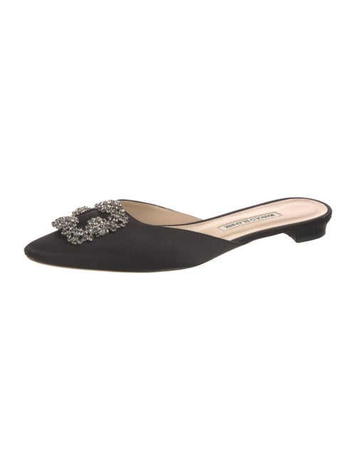 Manolo Blahnik Satin Crystal Embellishments Mules