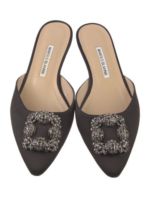 Manolo Blahnik Satin Crystal Embellishments Mules