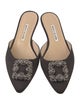 Manolo Blahnik Satin Crystal Embellishments Mules