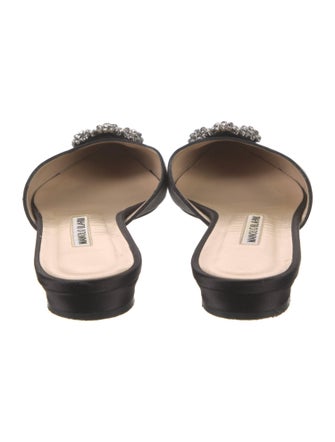Manolo Blahnik Satin Crystal Embellishments Mules