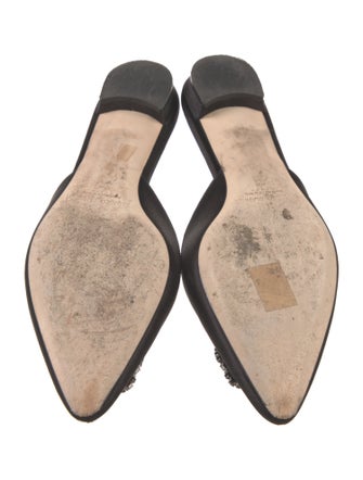 Manolo Blahnik Satin Crystal Embellishments Mules