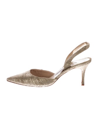 Manolo Blahnik Glitter Tweed Pattern Slingback Pumps