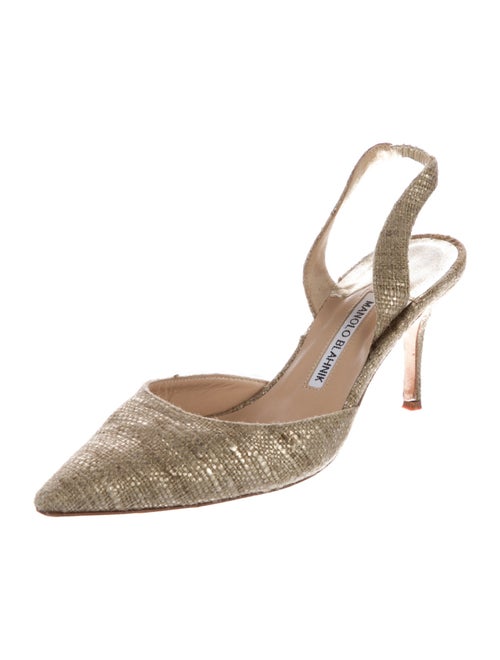 Manolo Blahnik Glitter Tweed Pattern Slingback Pumps