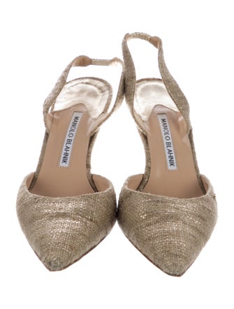 Manolo Blahnik Glitter Tweed Pattern Slingback Pumps