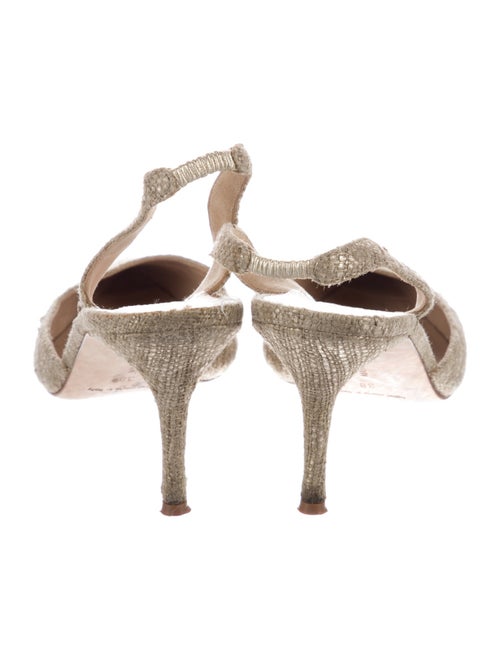 Manolo Blahnik Glitter Tweed Pattern Slingback Pumps