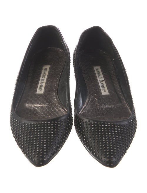 Manolo Blahnik Leather Studded Accents Flats