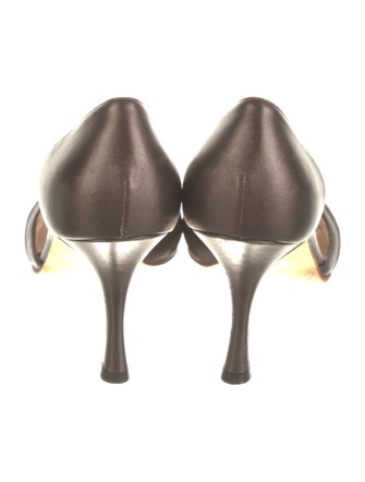 Manolo Blahnik Leather Crystal Embellishments Sandals