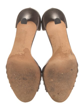 Manolo Blahnik Leather Crystal Embellishments Sandals