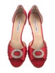 Manolo Blahnik Satin Crystal Embellishments D'Orsay Pumps
