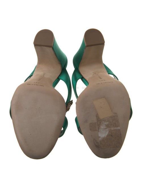 Manolo Blahnik Satin Crystal Embellishments Slides