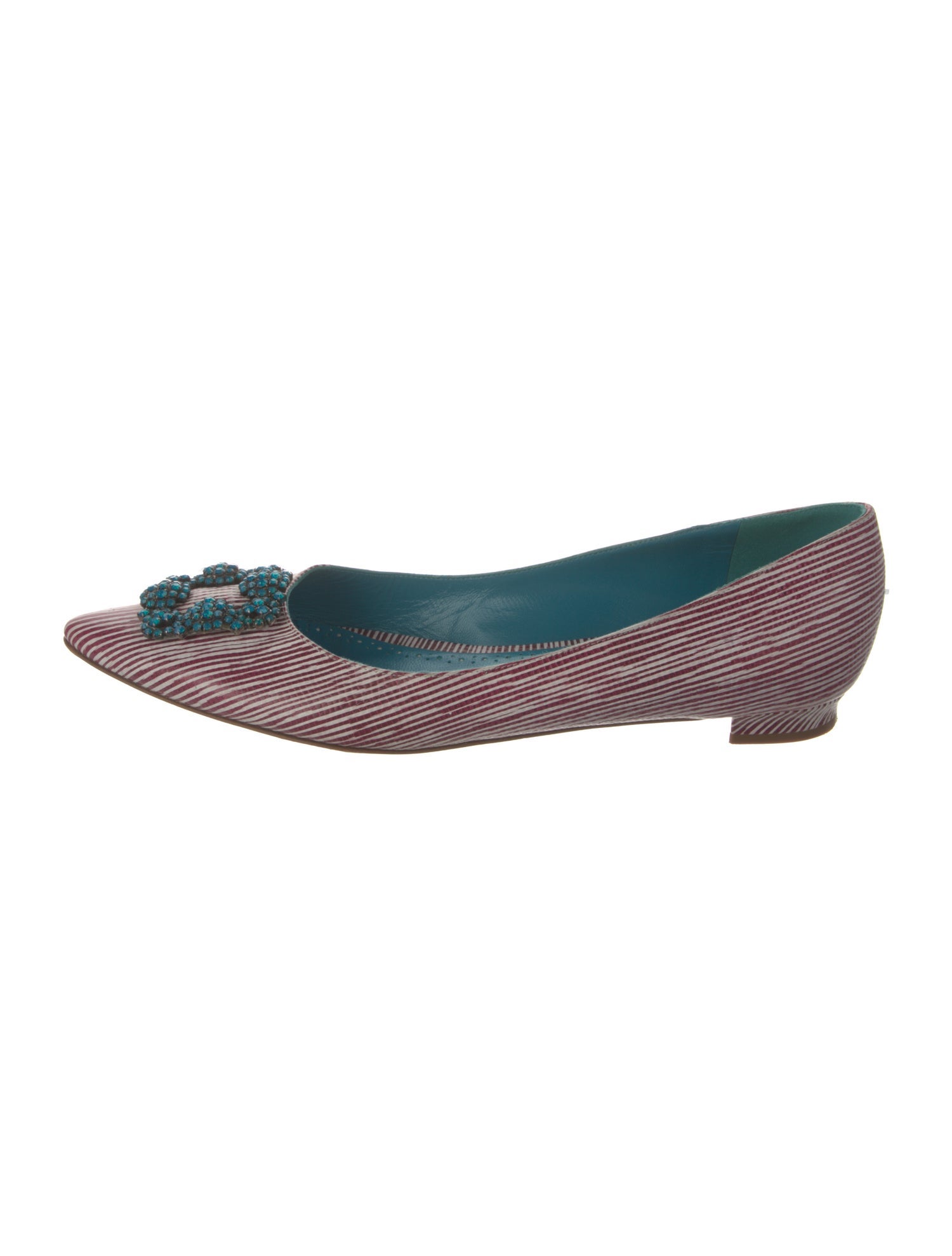 Manolo Blahnik Leather Printed Flats