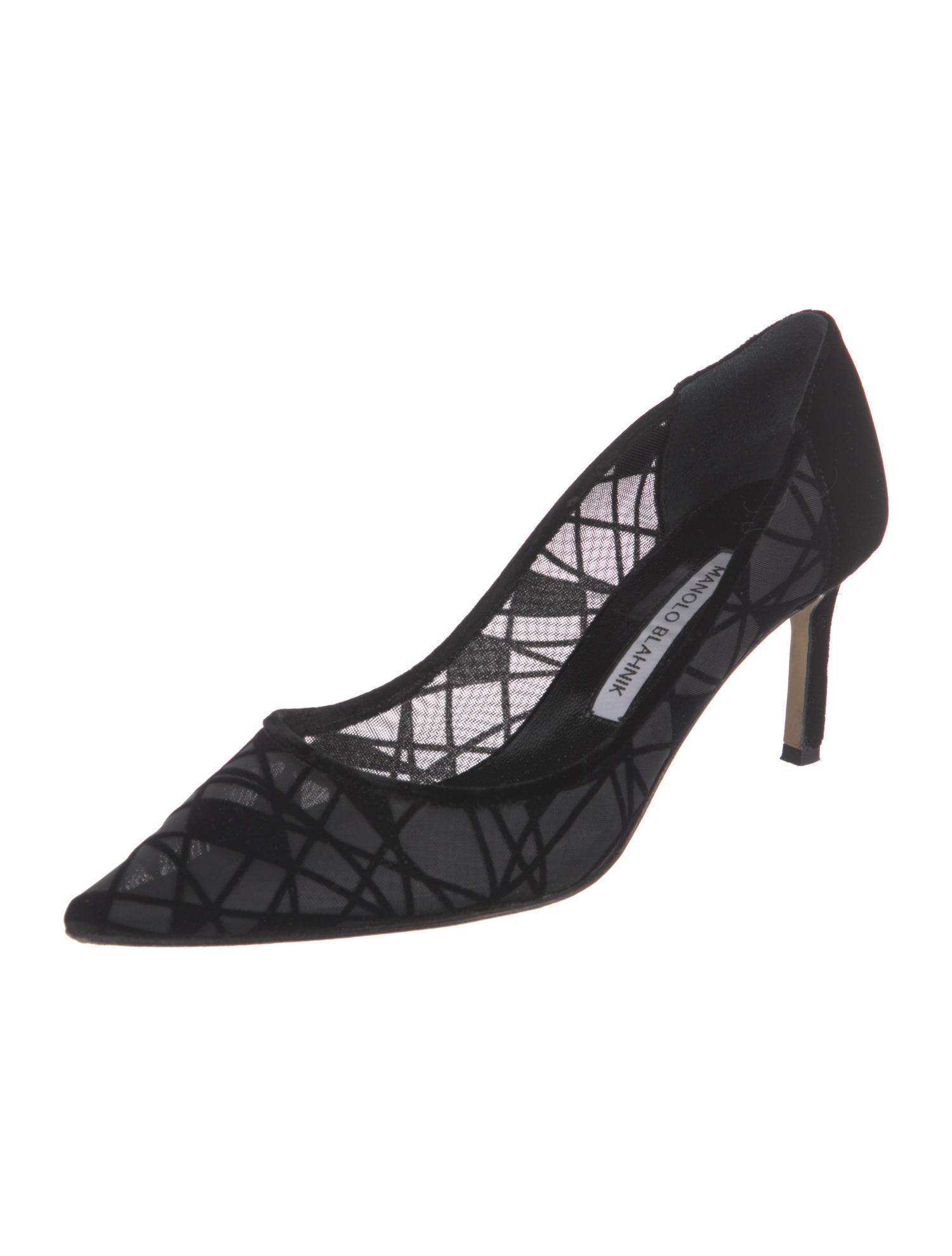 Manolo Blahnik Velvet Mesh Accents Pumps