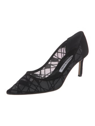 Manolo Blahnik Velvet Mesh Accents Pumps