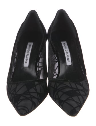 Manolo Blahnik Velvet Mesh Accents Pumps
