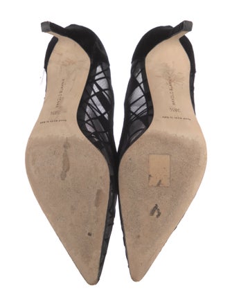 Manolo Blahnik Velvet Mesh Accents Pumps